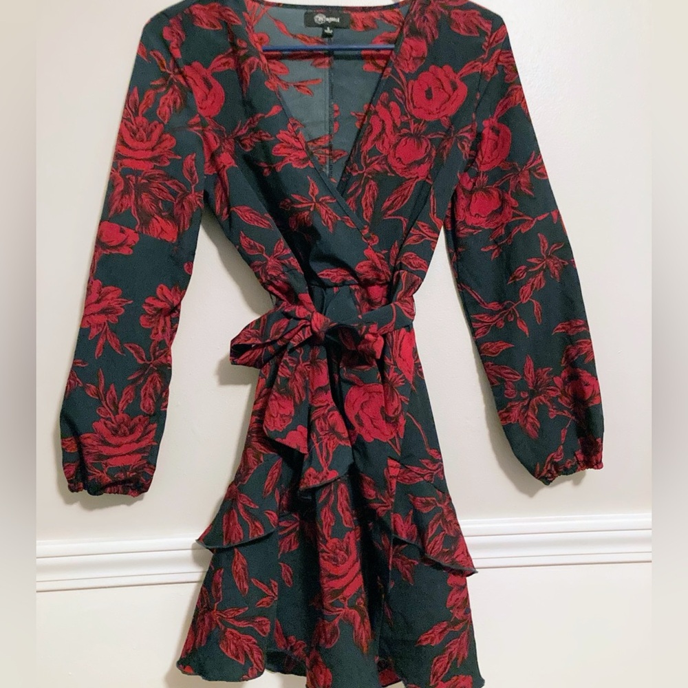 Navy and Red Wrap-style Dress for the Soft Goth